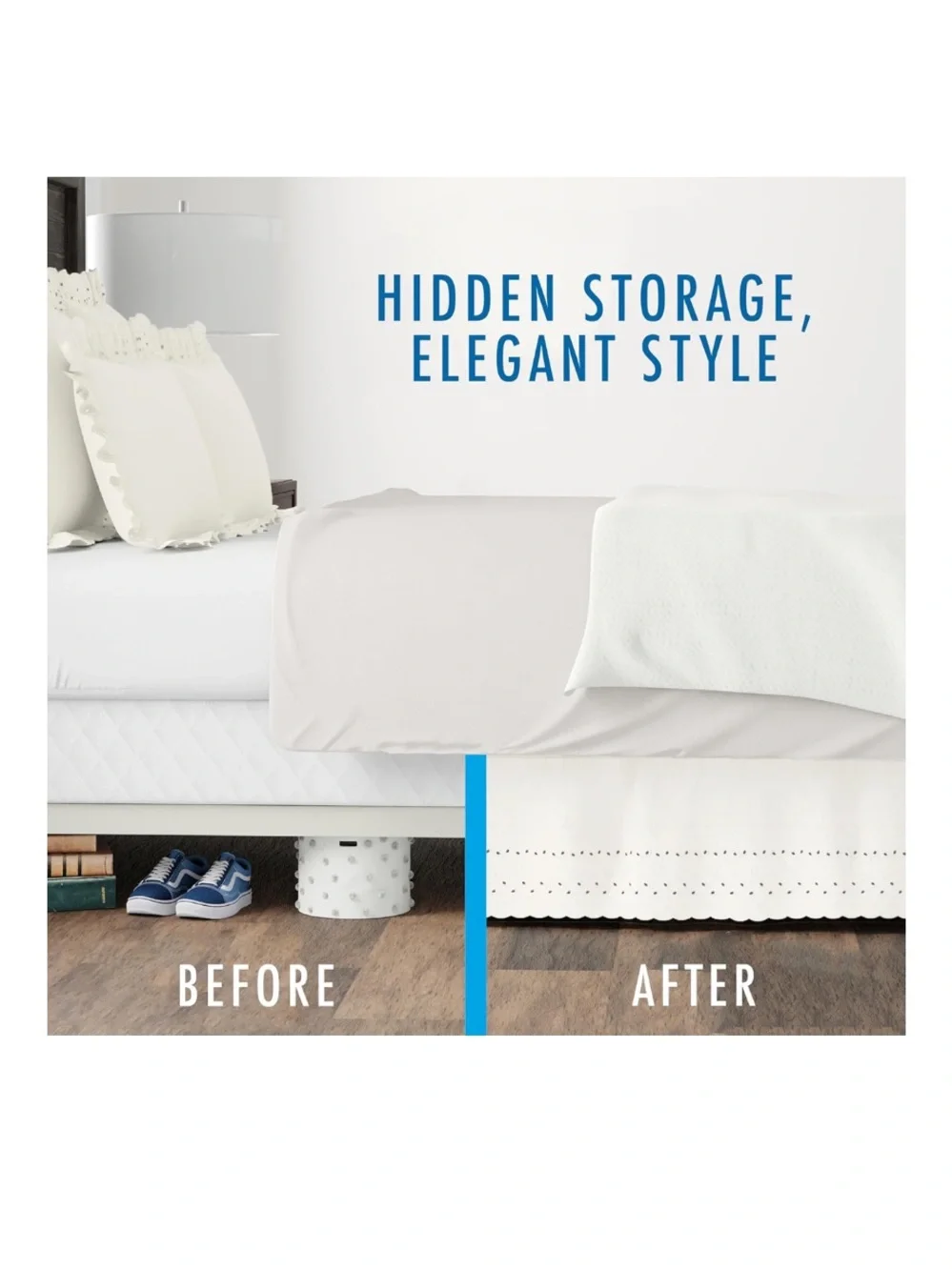 WHITE Eyelet Bed Skirt 14” Drop - KING